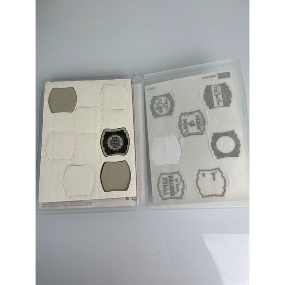 Stampin' Up! Label Love, Set of 7 Rubber Stamps, Gift Tags Wedding Birthday Baby - Picture 9 of 10